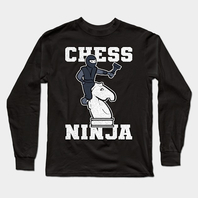 Chess Ninja Teacher Chessboard Grand Master Gift Long Sleeve T-Shirt by amango